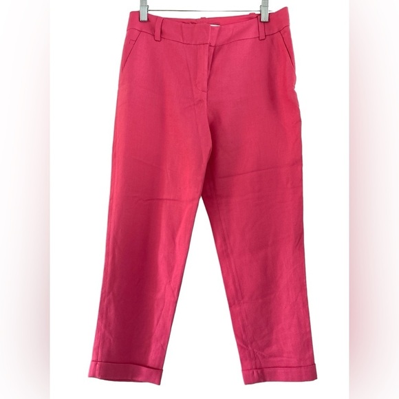 Diane Von Furstenburg Georginn Two Bright Pink Tapered Leg Crop Pants - 2 - Picture 1 of 10